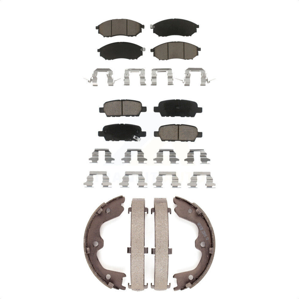 Front Rear Ceramic Brake Pads And Parking Shoes Kit For INFINITI G37 G35 M35 Nissan 350Z EX35 G25 370Z FX35 M45 QX50 EX37 FX45 KCN-100003