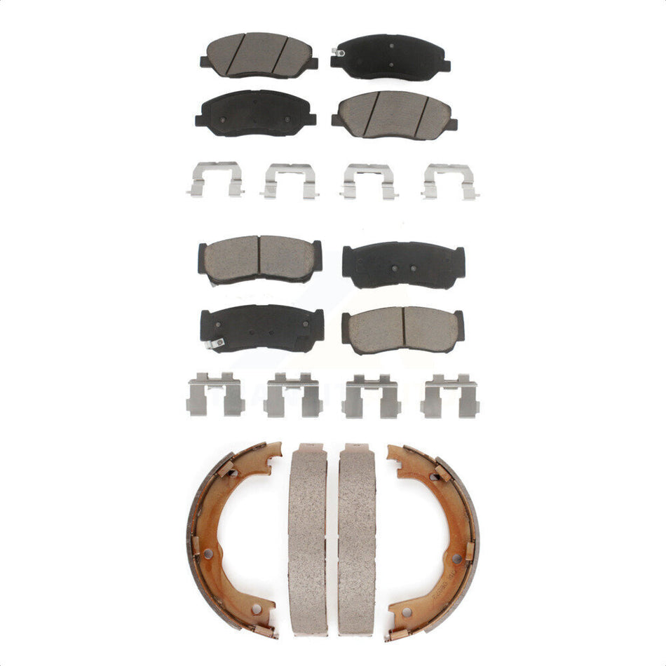 Front Rear Ceramic Brake Pads And Parking Shoes Kit For 2007-2009 Hyundai Santa Fe KCN-100014