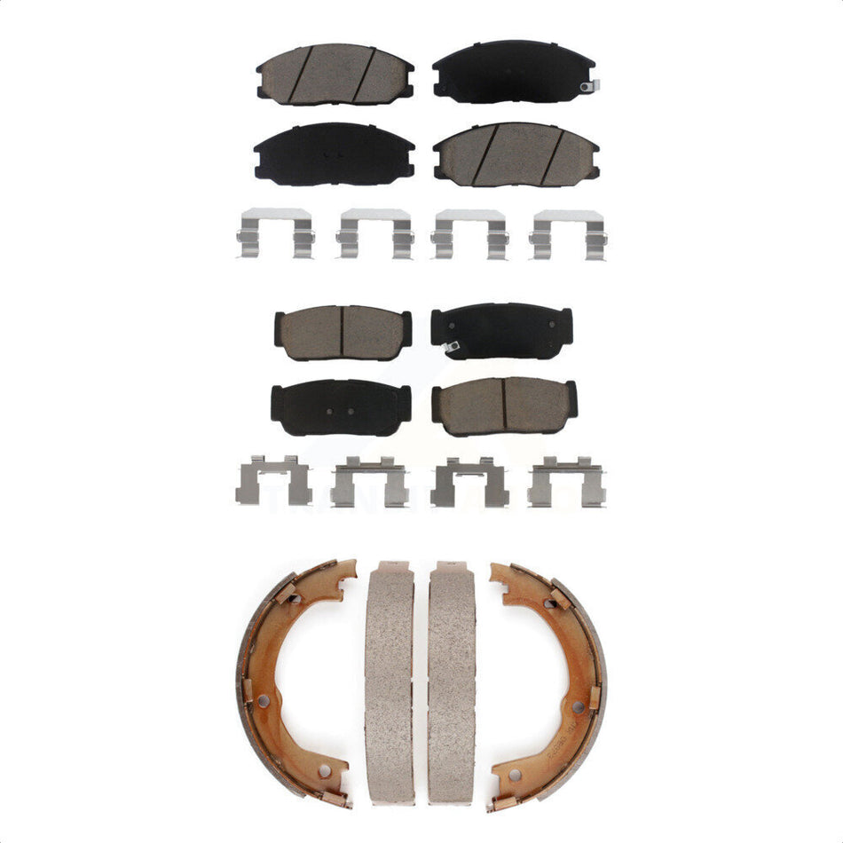 Front Rear Ceramic Brake Pads And Parking Shoes Kit For 2003-2009 Kia Sorento KCN-100015
