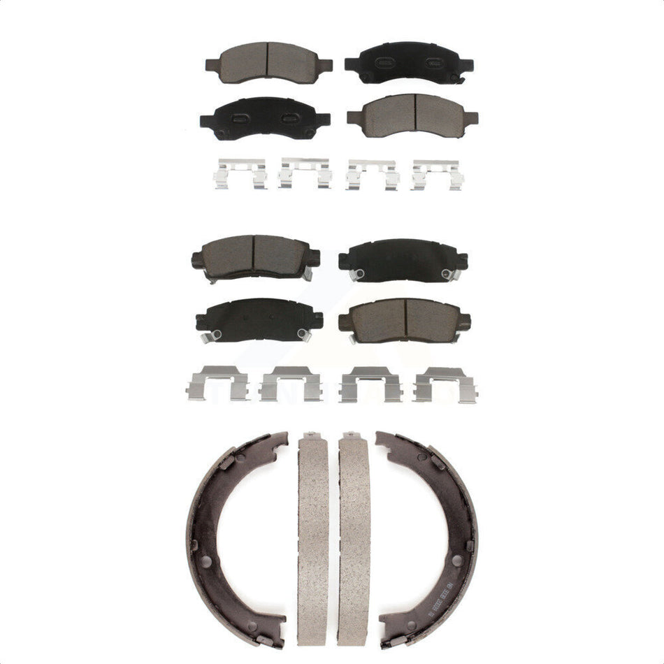 Front Rear Ceramic Brake Pads And Parking Shoes Kit For Chevrolet Traverse GMC Acadia Buick Enclave Saturn Outlook Limited KCN-100018