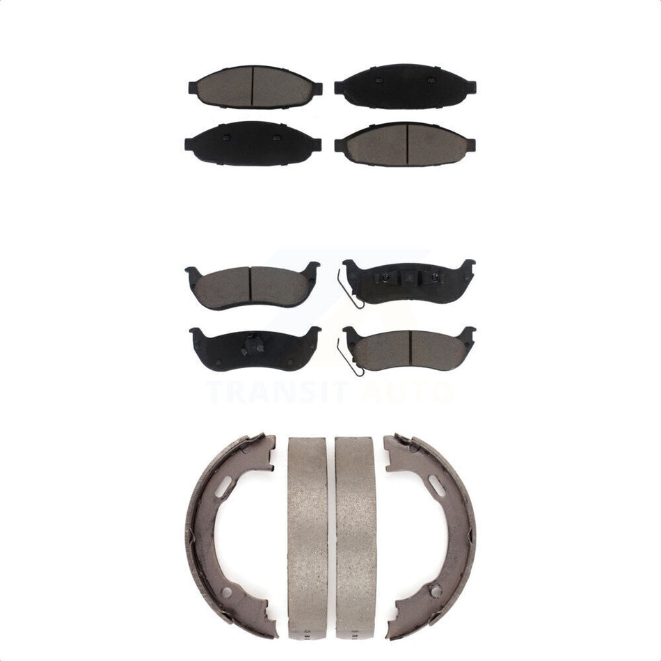 Front Rear Ceramic Brake Pads And Parking Shoes Kit For 2004-2008 Chrysler Pacifica KCN-100037