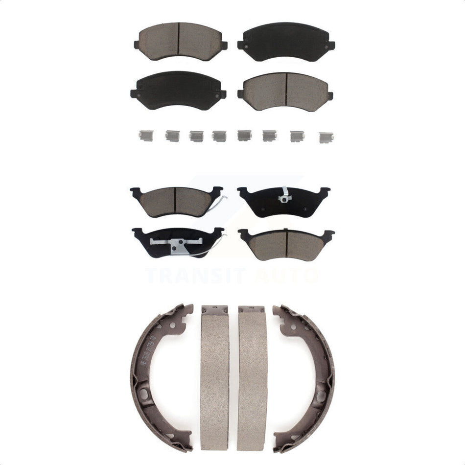 Front Rear Ceramic Brake Pads And Parking Shoes Kit For 2001 Chrysler Voyager KCN-100050