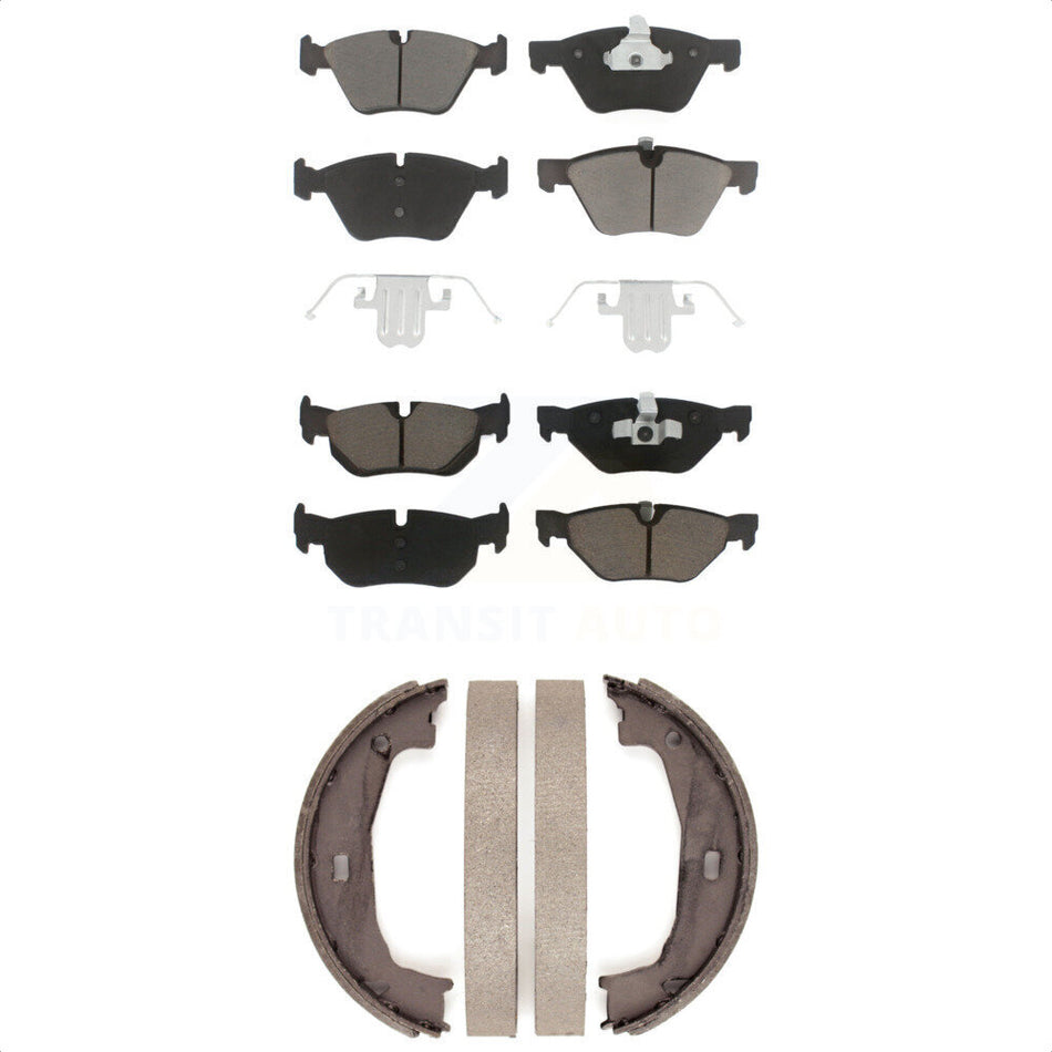 Front Rear Ceramic Brake Pads And Parking Shoes Kit For BMW 328i 325i 128i 323i KCN-100058