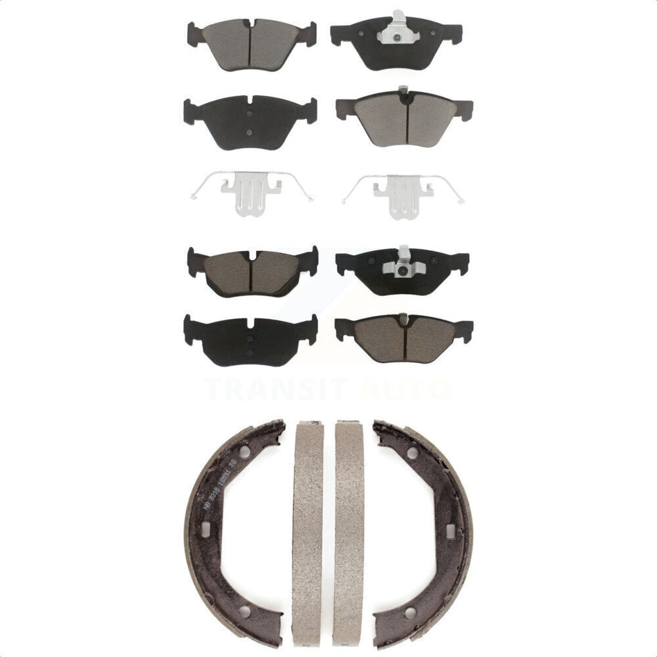 Front Rear Ceramic Brake Pads And Parking Shoes Kit For BMW 328i 328xi 325xi KCN-100059