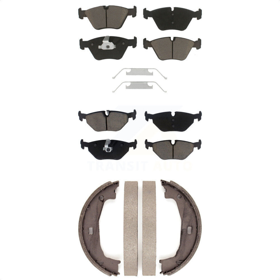 Front Rear Ceramic Brake Pads And Parking Shoes Kit For 2006 BMW Z4 Roadster 3.0si Coupe KCN-100064