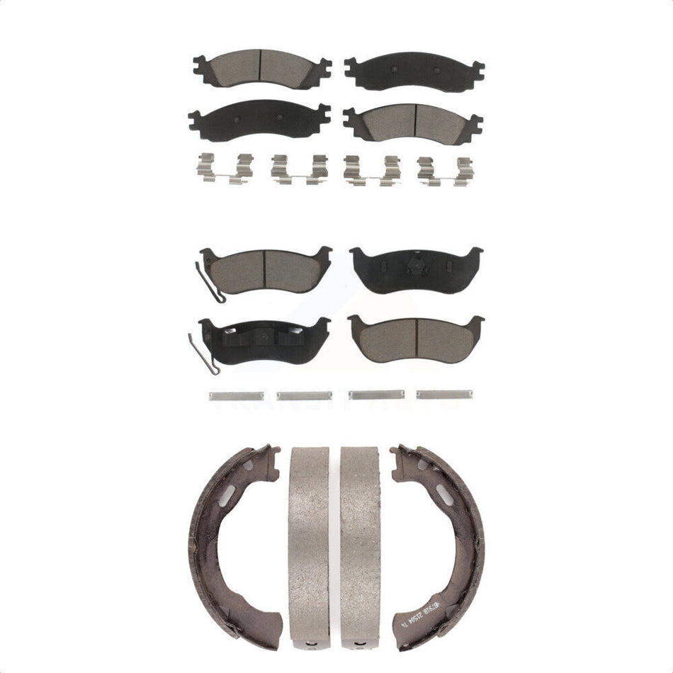 Front Rear Ceramic Brake Pads And Parking Shoes Kit For Ford Explorer Sport Trac Mercury Mountaineer KCN-100067