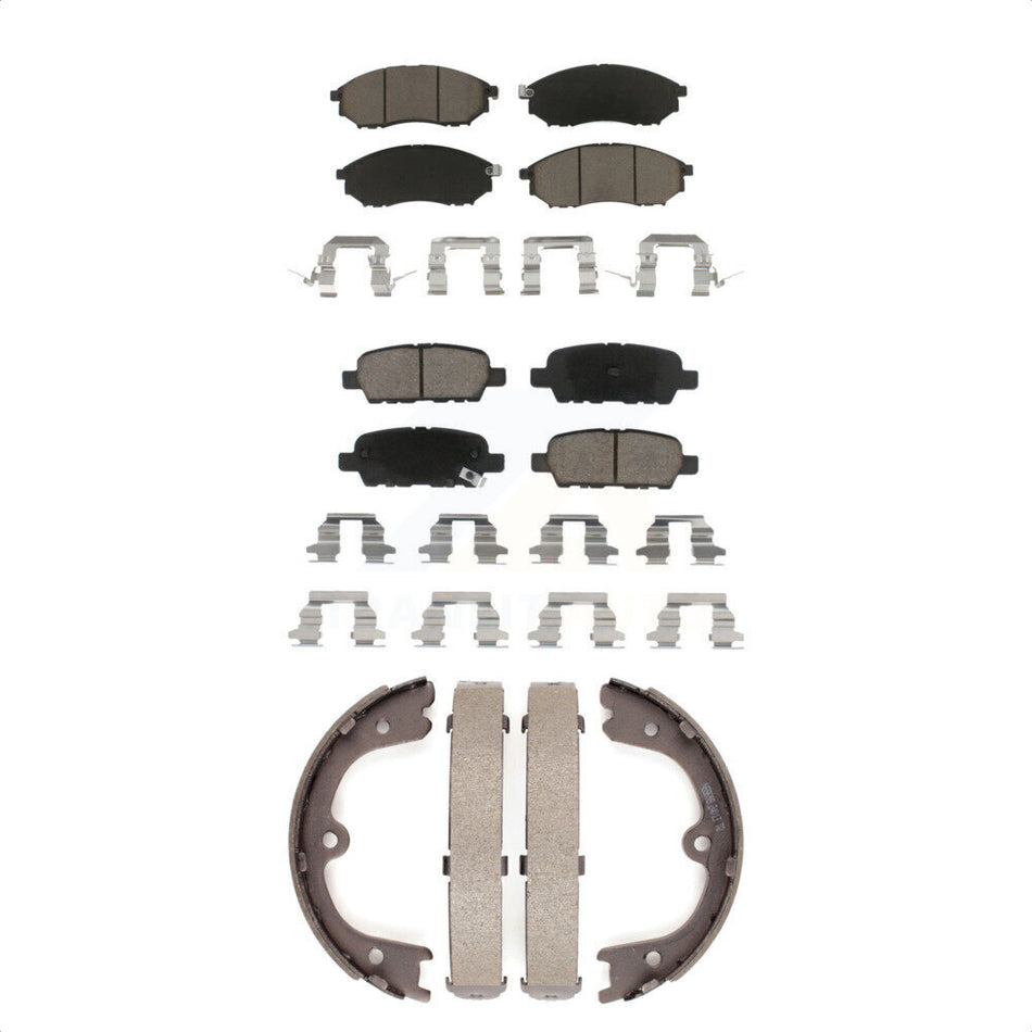 Front Rear Ceramic Brake Pads And Parking Shoes Kit For Nissan Murano INFINITI FX35 M37 QX70 FX37 Q70 Q70L M56 M35h KCN-100069