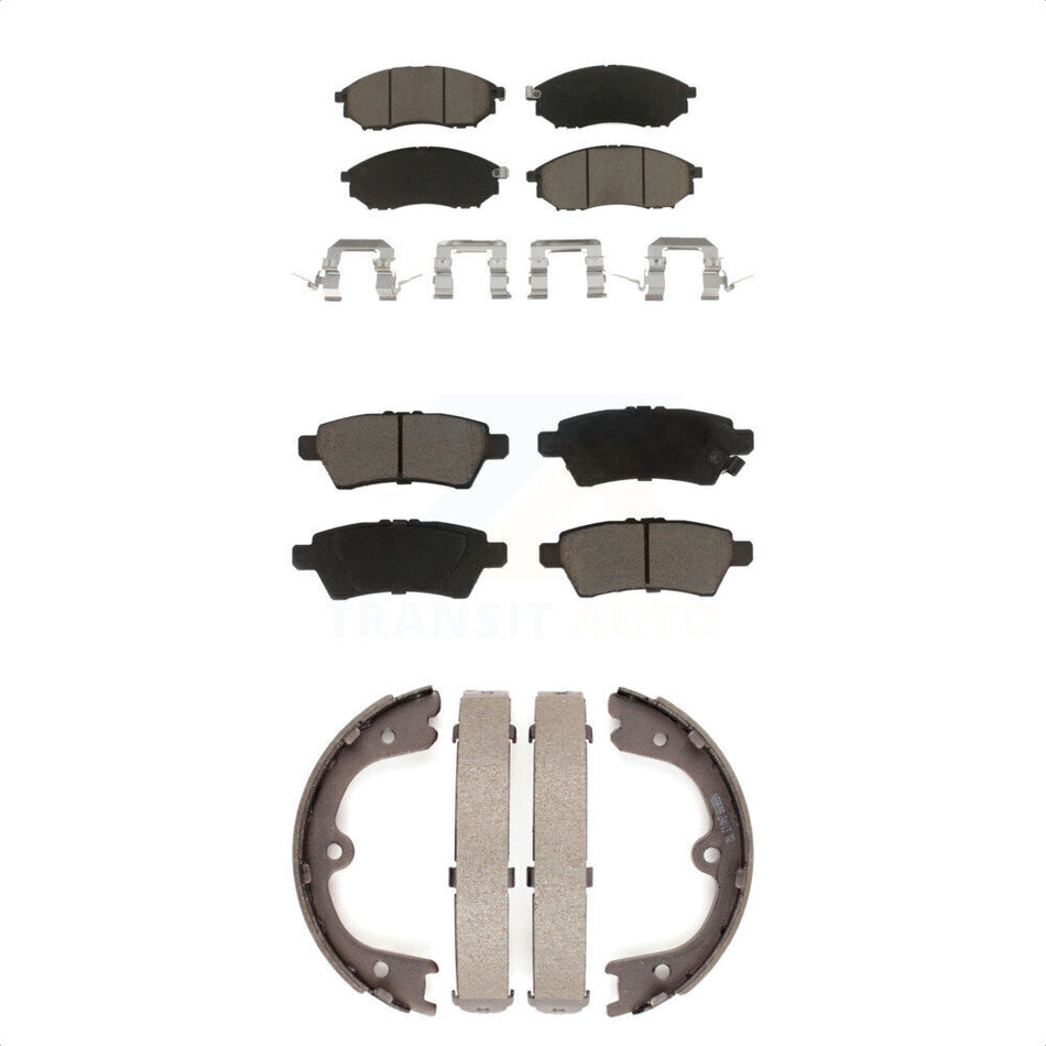 Front Rear Ceramic Brake Pads And Parking Shoes Kit For 2008-2012 Nissan Pathfinder 5.6L KCN-100073