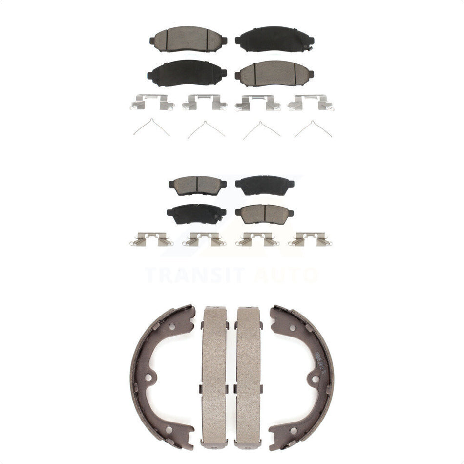Front Rear Ceramic Brake Pads And Parking Shoes Kit For Nissan Frontier Xterra KCN-100075