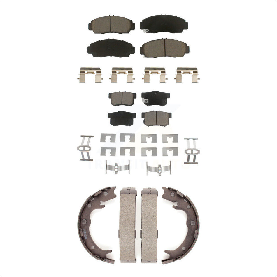 Front Rear Ceramic Brake Pads And Parking Shoes Kit For Acura TL RL CL KCN-100086