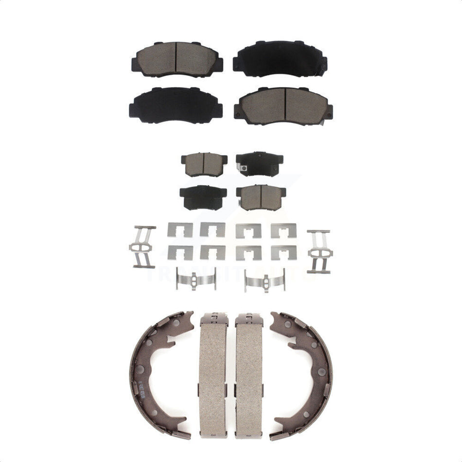 Front Rear Ceramic Brake Pads And Parking Shoes Kit For 1996-1998 Acura RL KCN-100087