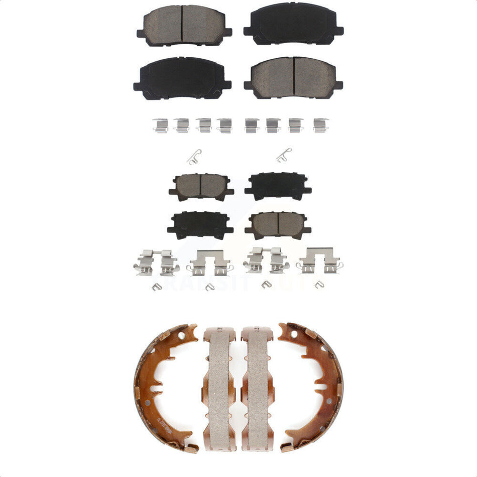 Front Rear Ceramic Brake Pads And Parking Shoes Kit For Toyota Highlander KCN-100091