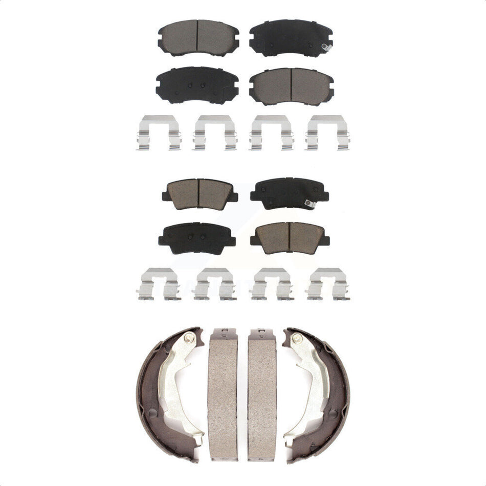 Front Rear Ceramic Brake Pads And Parking Shoes Kit For 2010-2013 Kia Soul KCN-100094