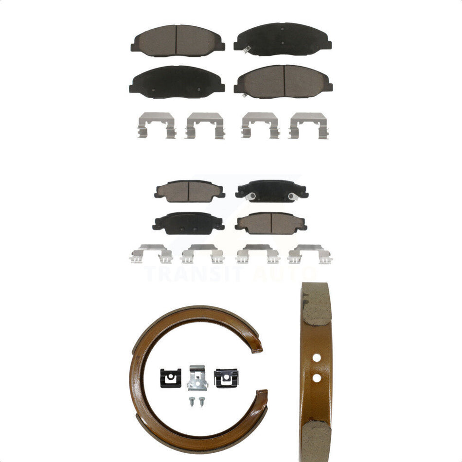 Front Rear Ceramic Brake Pads And Parking Shoes Kit For Cadillac STS With Base Brakes KCN-100104