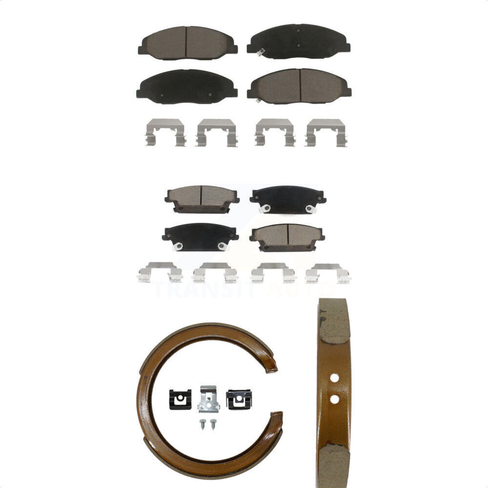 Front Rear Ceramic Brake Pads And Parking Shoes Kit For Cadillac STS With Performance Brakes KCN-100105