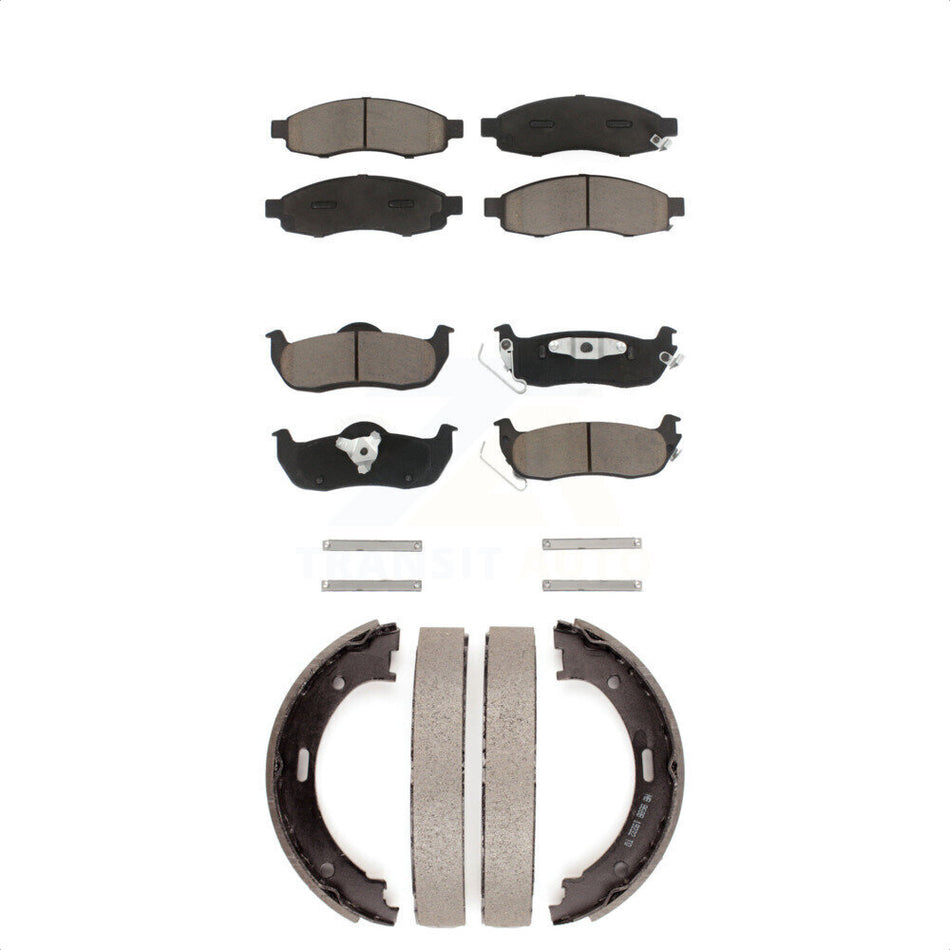 Front Rear Ceramic Brake Pads And Parking Shoes Kit For Nissan Titan Armada INFINITI QX56 TITAN KCN-100111