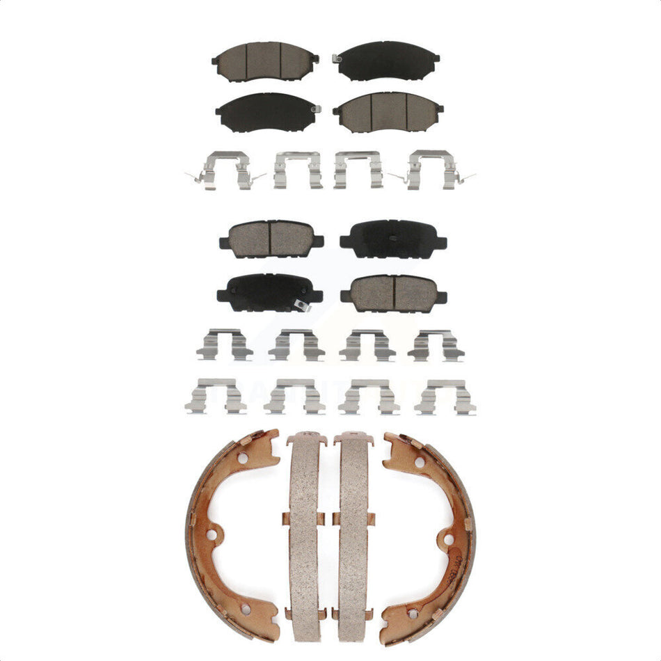 Front Rear Ceramic Brake Pads And Parking Shoes Kit For 2006-2008 INFINITI FX35 FX45 KCN-100121