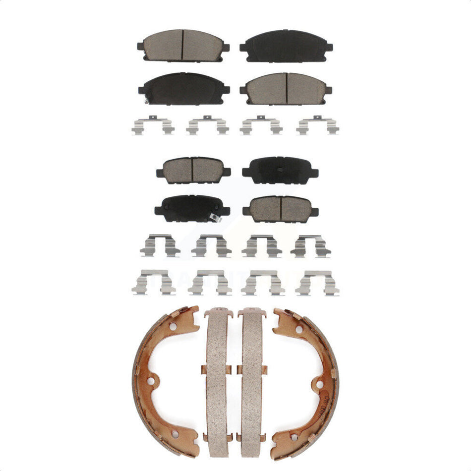 Front Rear Ceramic Brake Pads And Parking Shoes Kit For 2004-2005 Nissan Quest KCN-100122