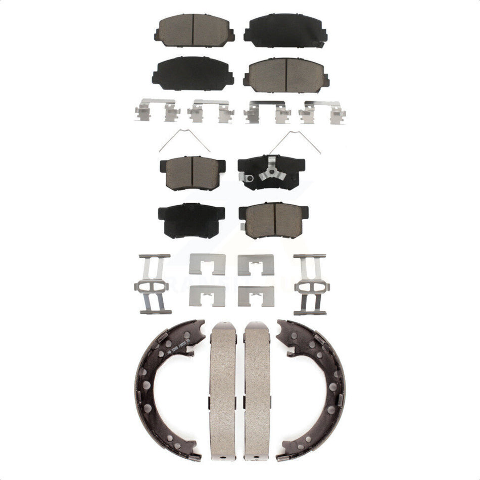 Front Rear Ceramic Brake Pads And Parking Shoes Kit For 2013-2018 Acura RDX KCN-100123