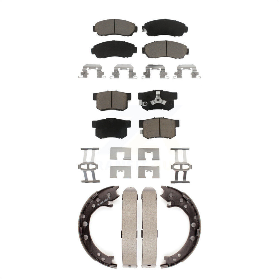 Front Rear Ceramic Brake Pads And Parking Shoes Kit For Honda CR-V Acura RDX KCN-100127