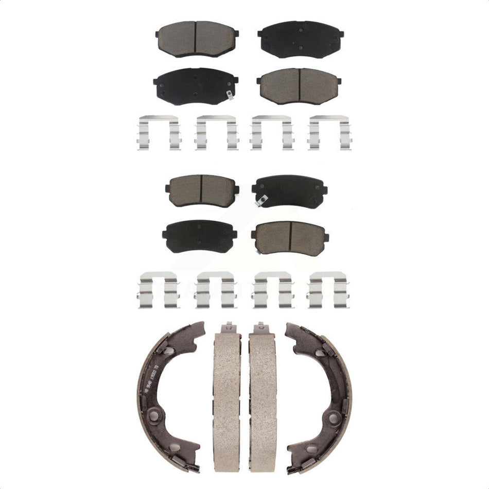 Front Rear Ceramic Brake Pads And Parking Shoes Kit For 2010-2012 Hyundai Tucson FWD KCN-100131