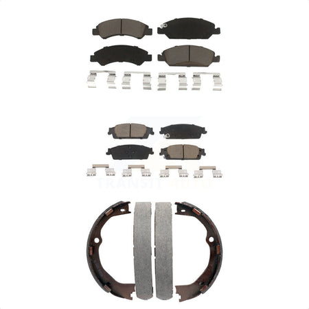 Front Rear Ceramic Brake Pads Parking Shoe Kit For GMC Chevrolet Sierra 1500 Silverado LD KCN-100133