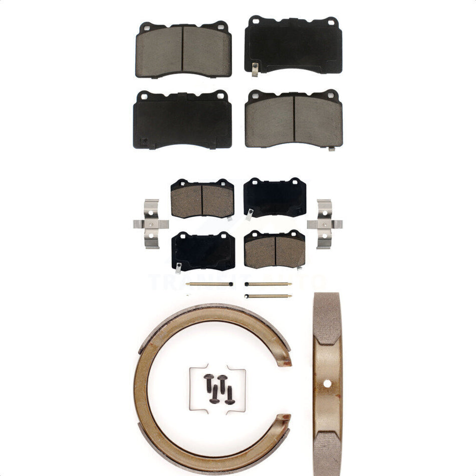 Front Rear Ceramic Brake Pads And Parking Shoes Kit For Cadillac STS KCN-100138