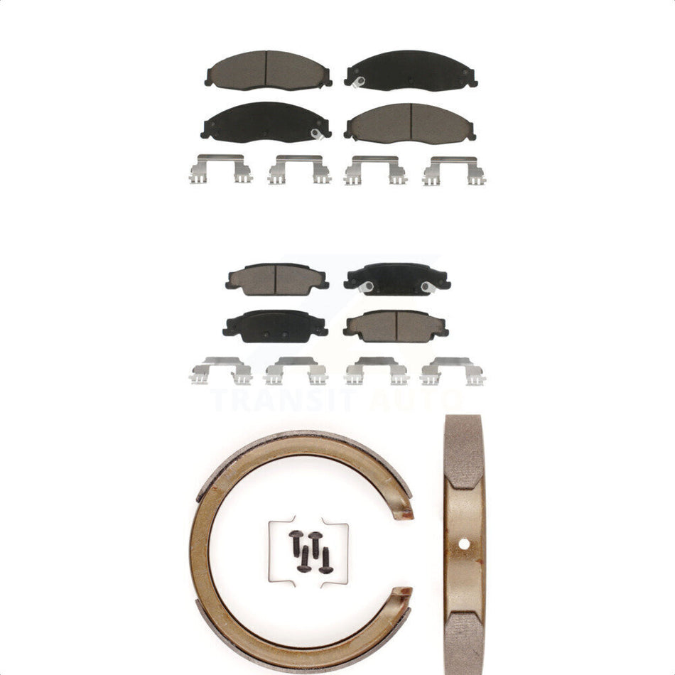 Front Rear Ceramic Brake Pads And Parking Shoes Kit For Cadillac STS KCN-100139