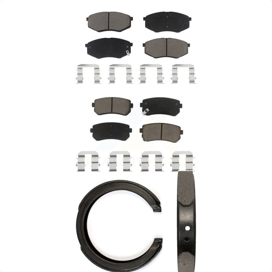 Front Rear Ceramic Brake Pads And Parking Shoes Kit For 2011 Kia Sportage FWD KCN-100145