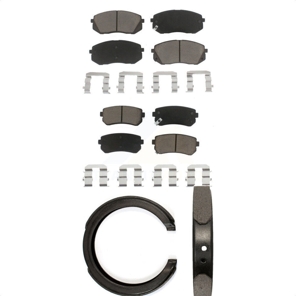 Front Rear Ceramic Brake Pads And Parking Shoes Kit For 2012-2013 Kia Sportage FWD KCN-100146