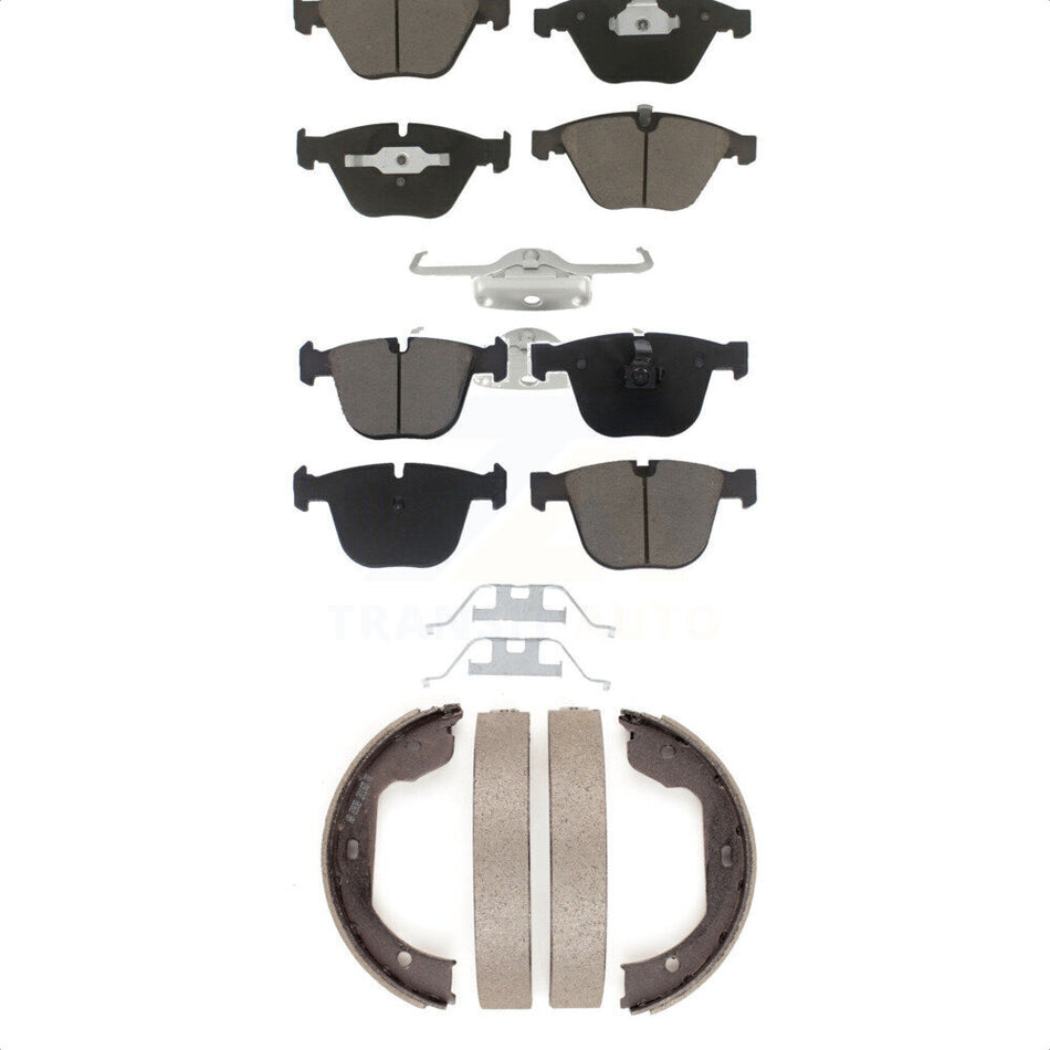 Front Rear Ceramic Brake Pads And Parking Shoes Kit For BMW 750Li 650i 535i 745Li 550i 750i 745i 645Ci 545i 760Li 760i KCN-100147