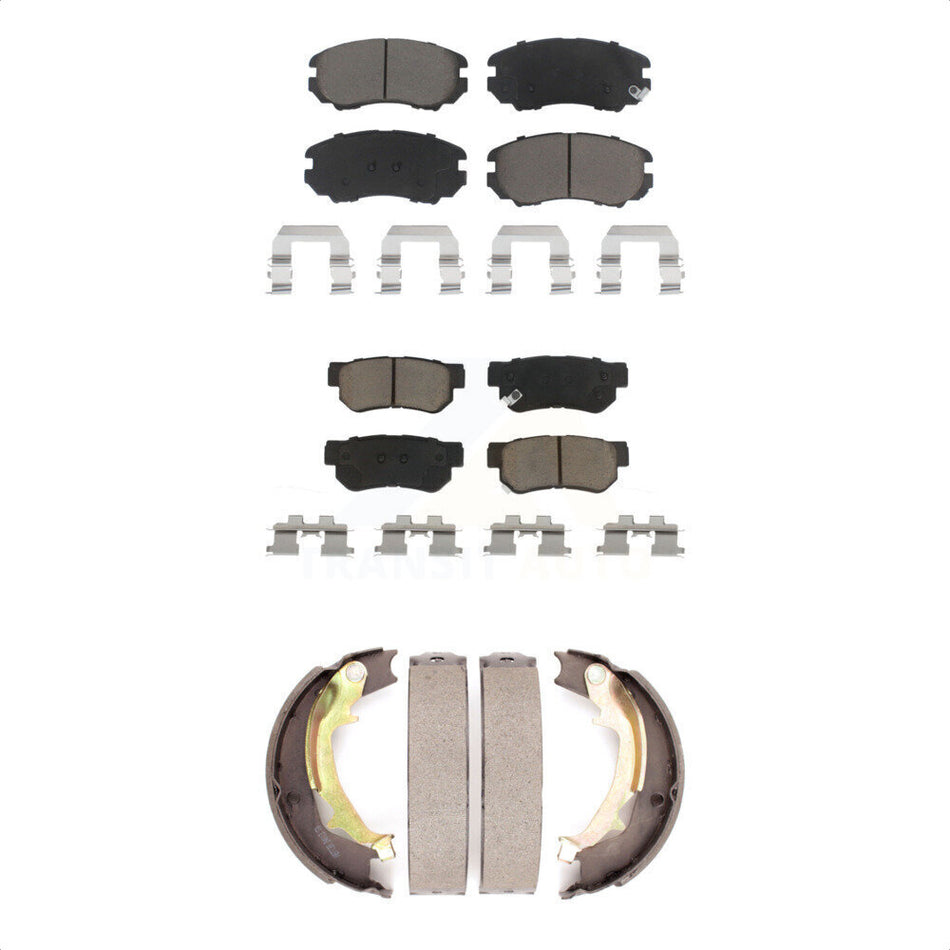 Front Rear Ceramic Brake Pads And Parking Shoes Kit For Kia Sportage Hyundai Tucson KCN-100155