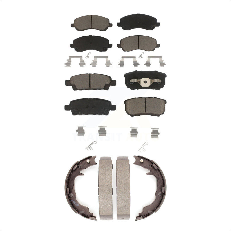 Front Rear Ceramic Brake Pads And Parking Shoes Kit For Jeep Dodge Caliber Compass Patriot Chrysler 200 Mitsubishi Lancer Avenger KCN-100169