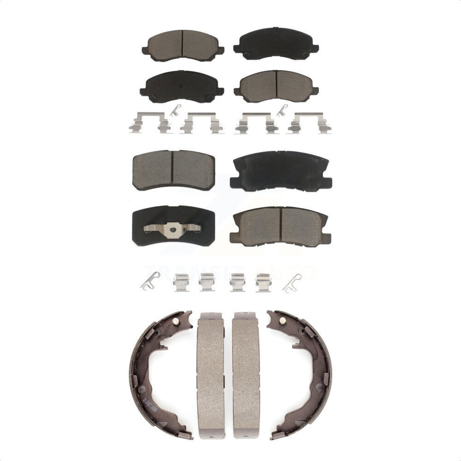Front Rear Ceramic Brake Pads And Parking Shoes Kit For Jeep Compass Patriot Mitsubishi Chrysler 200 Dodge Avenger Lancer Outlander Sport RVR KCN-100170