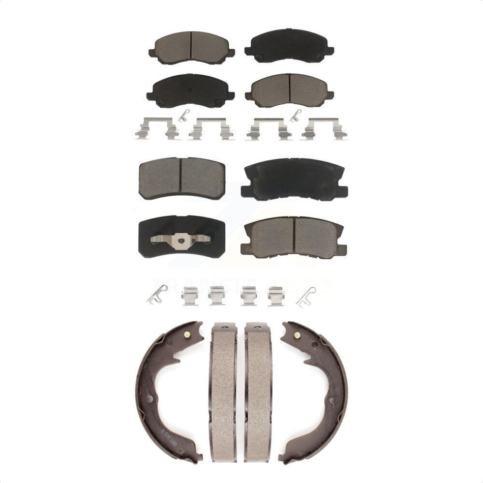 Front Rear Ceramic Brake Pads And Parking Shoes Kit For 2008-2012 Mitsubishi Outlander With 7 Passenger Seating KCN-100174