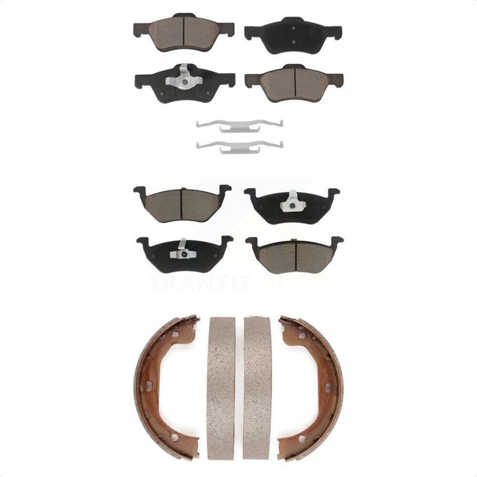 Front Rear Ceramic Brake Pads And Parking Shoes Kit For Ford Escape Mercury Mariner KCN-100191
