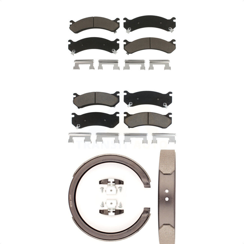 Front Rear Ceramic Brake Pads And Parking Shoes Kit For Chevrolet Silverado 2500 HD GMC Sierra 1500 Suburban Yukon XL With Four Wheel Steering KCN-100198