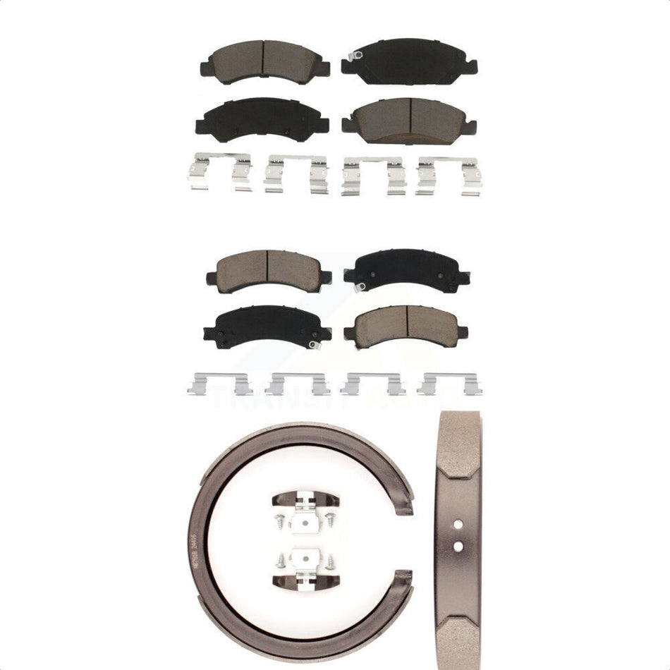 Front Rear Ceramic Brake Pads And Parking Shoes Kit For Chevrolet Express 1500 GMC Savana KCN-100216