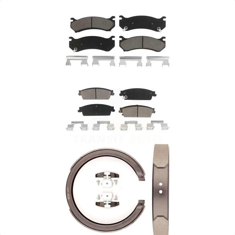 Front Rear Ceramic Brake Pads And Parking Shoes Kit For 2007 Chevrolet Silverado 1500 Disc rear brakes KCN-100220