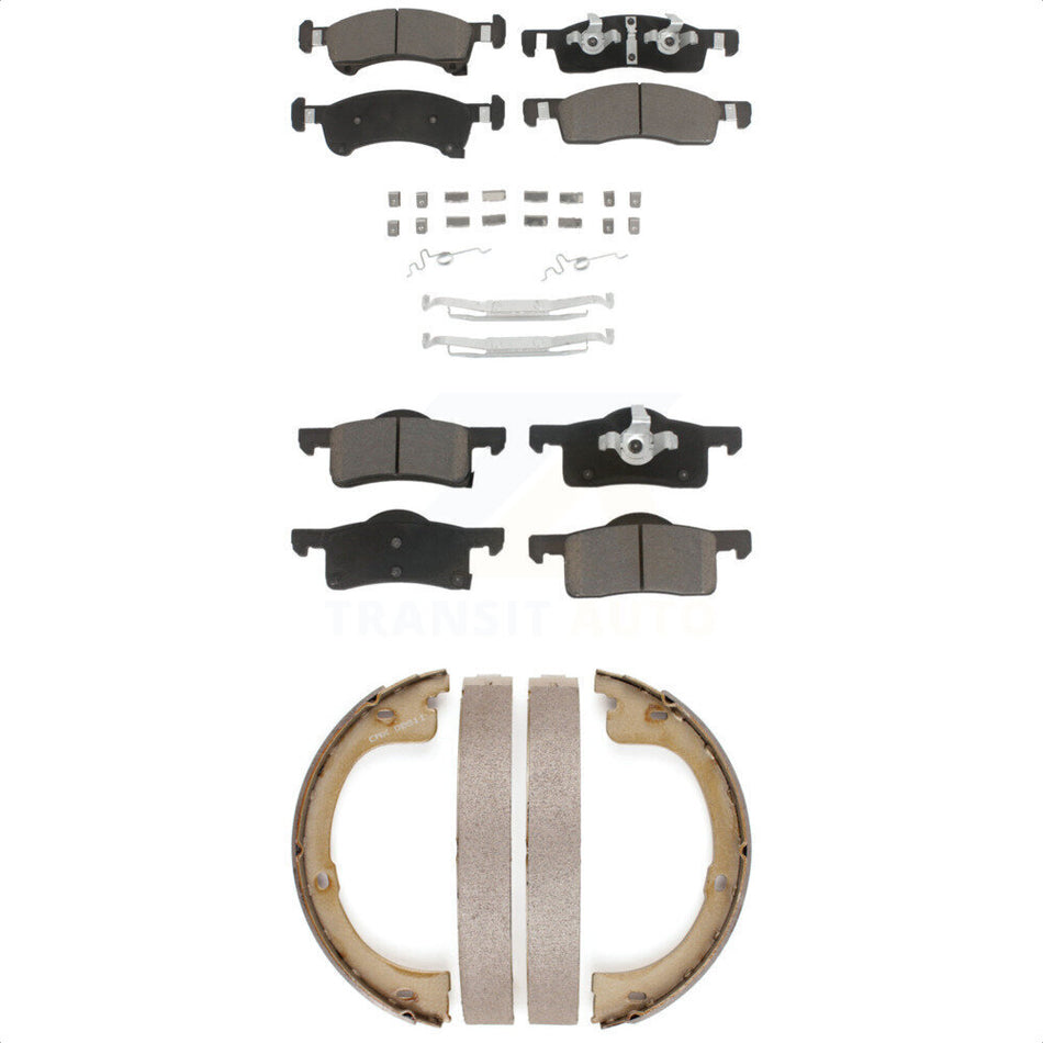 Front Rear Ceramic Brake Pads And Parking Shoes Kit For 2003-2006 Ford Expedition Lincoln Navigator KCN-100233