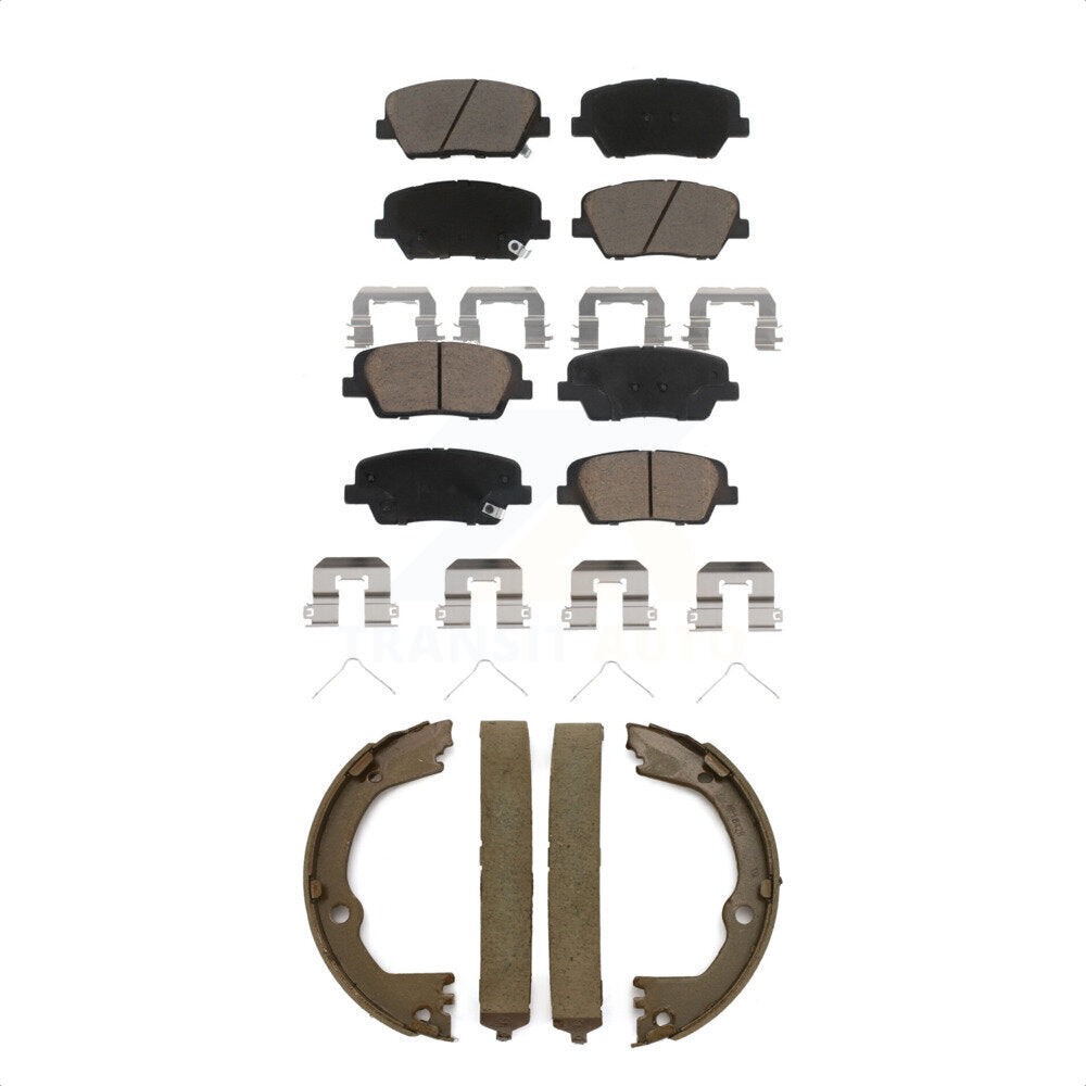 Front Rear Ceramic Brake Pads And Parking Shoes Kit For 2017-2018 Hyundai Santa Fe Sport KCN-100236