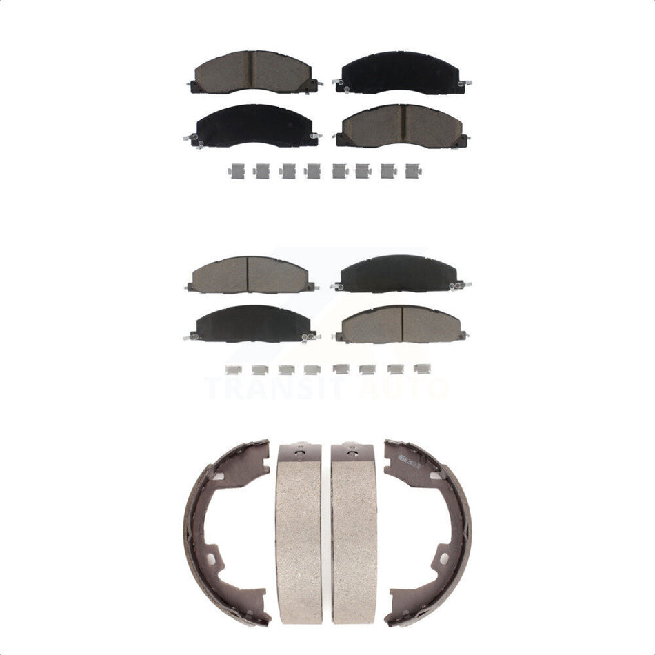 Front Rear Ceramic Brake Pads And Parking Shoes Kit For Ram 2500 3500 1500 Dodge KCN-100252