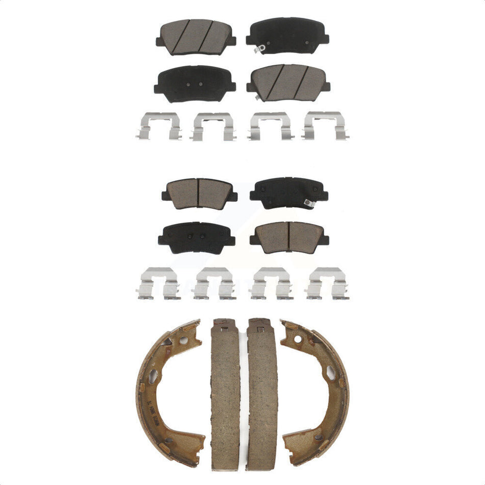 Front Rear Ceramic Brake Pads And Parking Shoes Kit For 2012-2017 Hyundai Azera KCN-100257