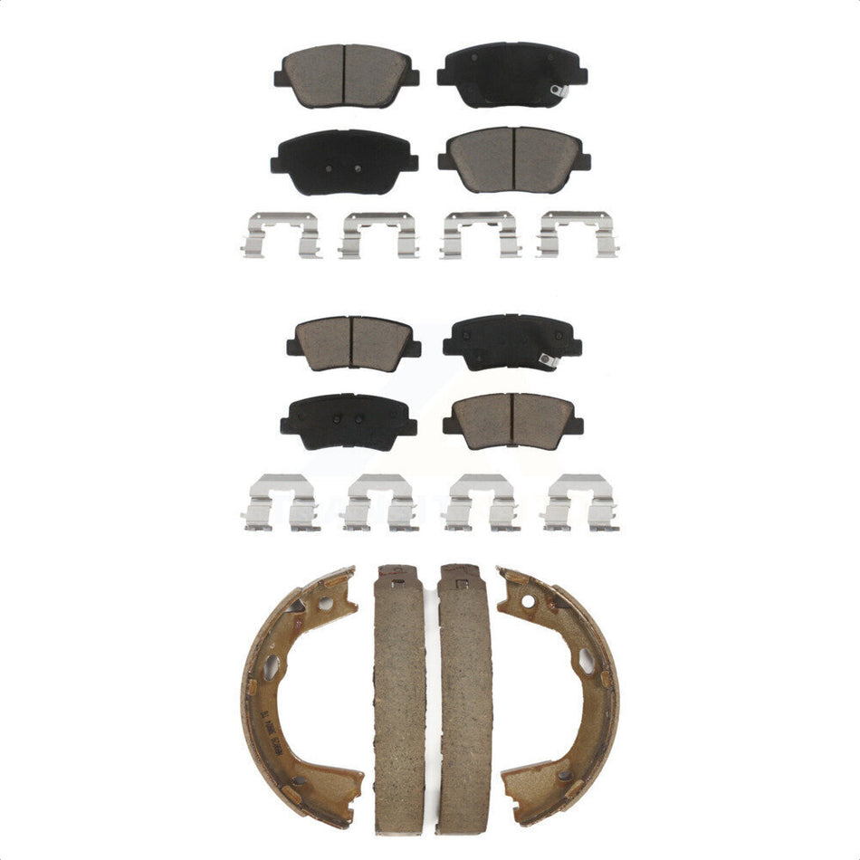 Front Rear Ceramic Brake Pads And Parking Shoes Kit For Hyundai Sonata Kia Optima KCN-100258