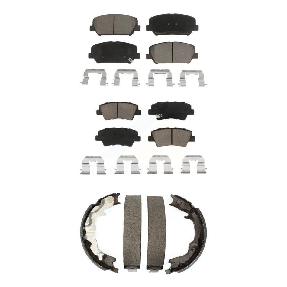 Front Rear Ceramic Brake Pads And Parking Shoes Kit For 2014-2014 Kia Forte Koup KCN-100276