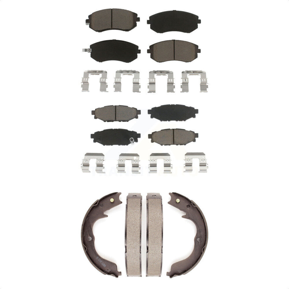 Front Rear Ceramic Brake Pads And Parking Shoes Kit For Subaru Outback Forester Impreza Legacy KCN-100281