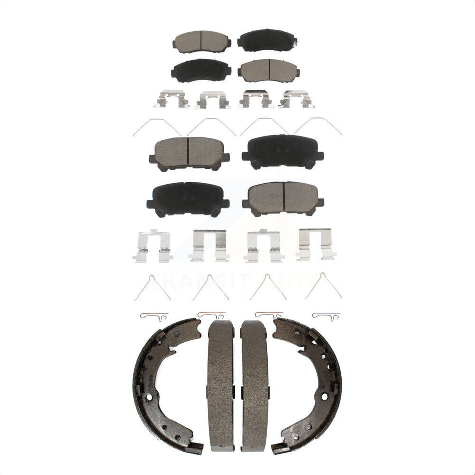 Front Rear Ceramic Brake Pads And Parking Shoes Kit For 2011-2017 Honda Odyssey KCN-100287
