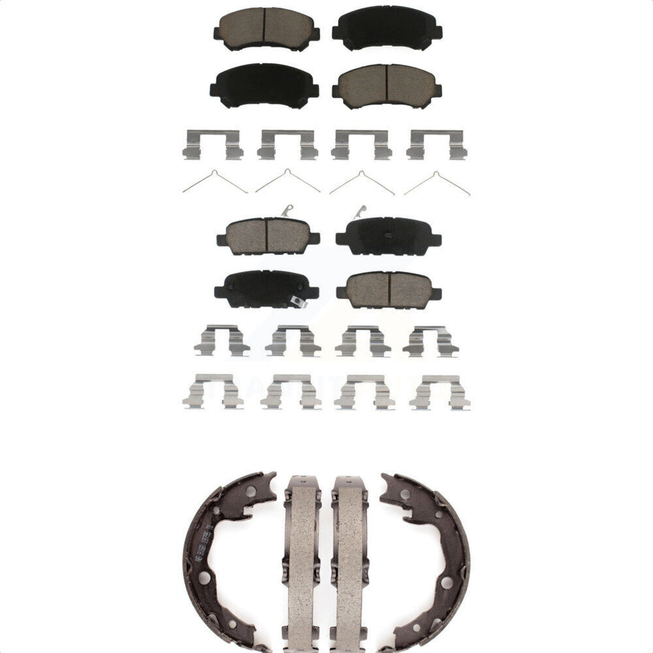 Front Rear Ceramic Brake Pads And Parking Shoes Kit For Nissan Rogue Sentra Juke Select KCN-100295