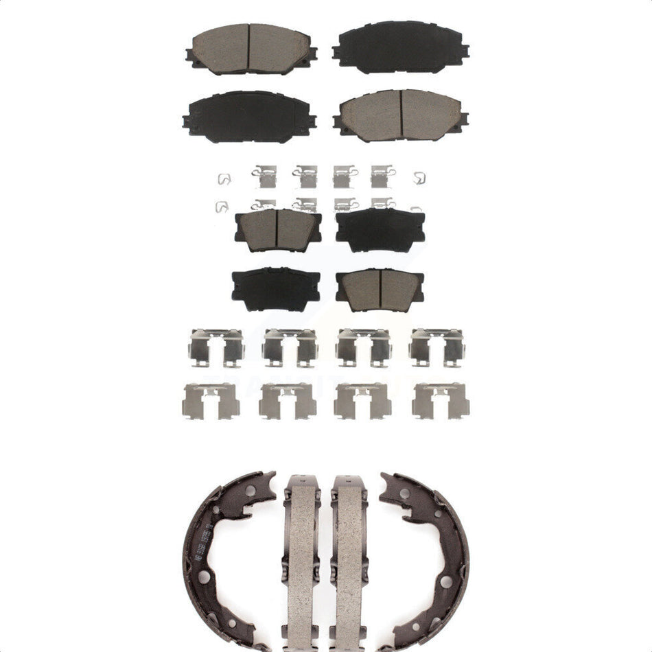 Front Rear Ceramic Brake Pads And Parking Shoes Kit For Toyota RAV4 Matrix Pontiac Vibe KCN-100296