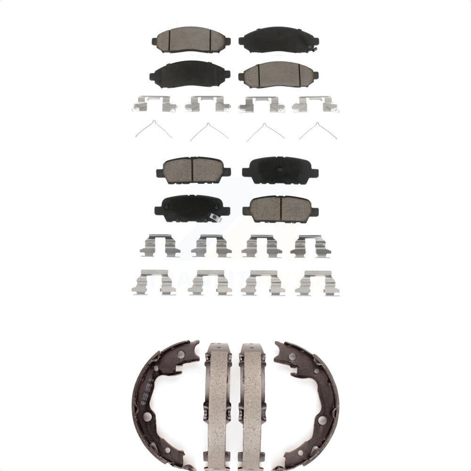 Front Rear Ceramic Brake Pads And Parking Shoes Kit For 2011-2013 Nissan LEAF KCN-100297